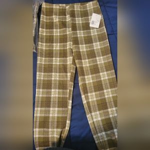 Green/cream Plaid High-rise leggings